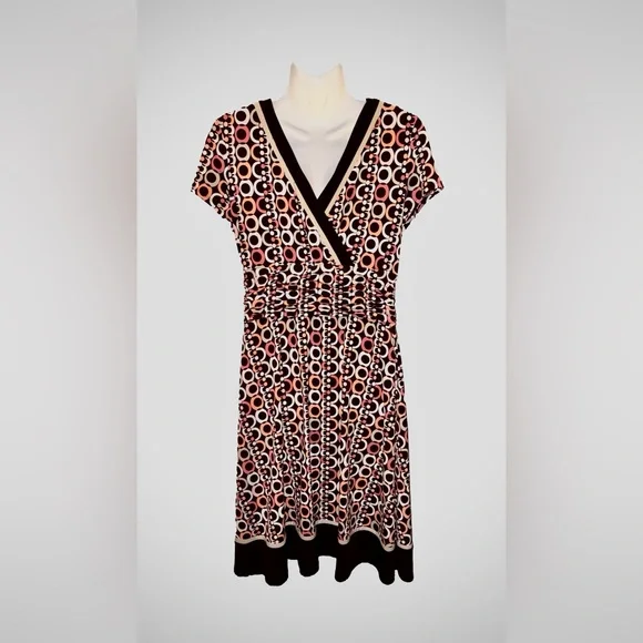 Women’s~STUDIO 1 Petite~Pink & Brown~Geometric Dress~SIZE 14P~EUC~SKU029 - Picture 7 of 12